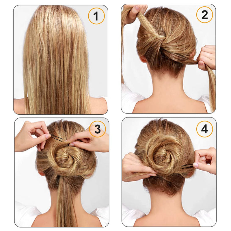 [Australia] - Cehony U Shaped Hair Pins, 200 Count Buns Waved U-shaped Hair Pins for Updos with Box for Women Lady Girls Bobby Pins French Historical Hair Pin Hair Styling Pins Hair Accessories (Black, 2.4 Inch) Black 