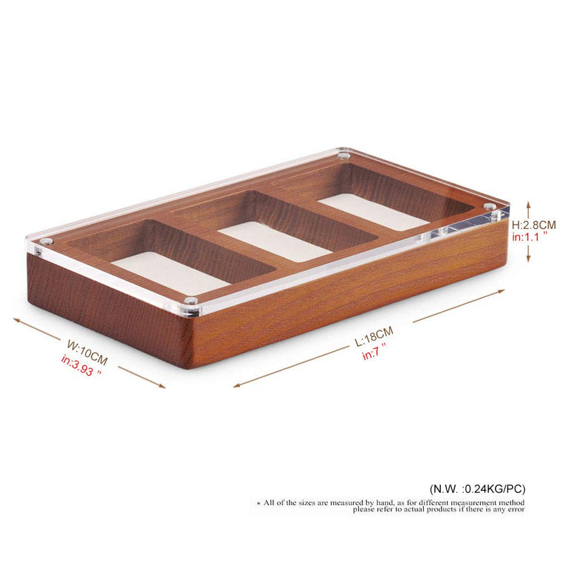 [Australia] - Oirlv Solid Wooden Glass Top Jewelry Display Case,Wooden Small Jewelry Tray for Collectibles Home Organization Accessories Storage Box with Lid(Creamy-white) Creamy-white 3 Grids 