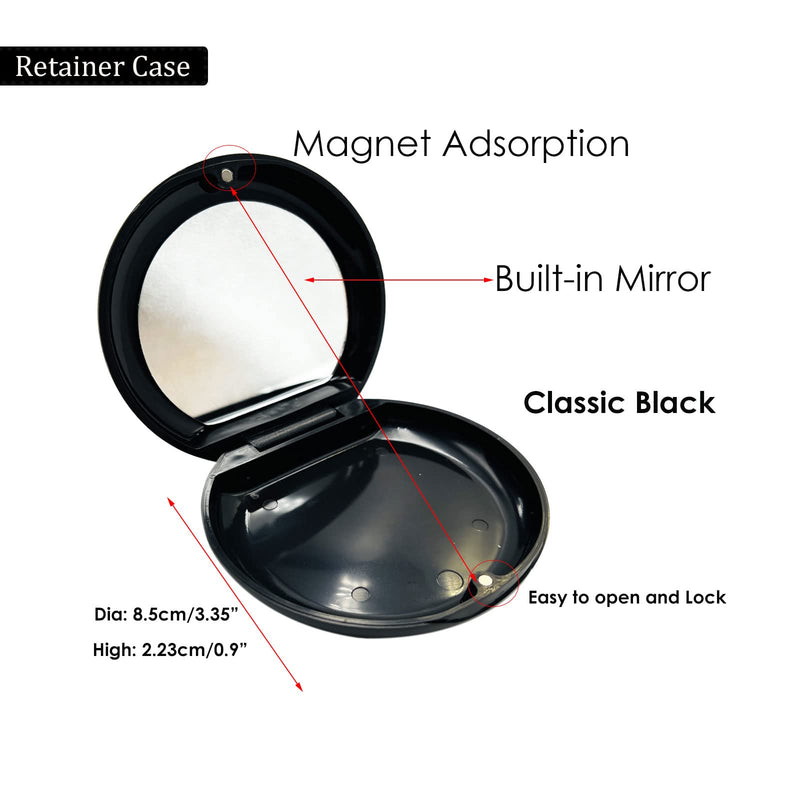 [Australia] - Orthodontic Retainer Case with 2 Pcs Aligner Removal Tool (Black & White) Black-a 