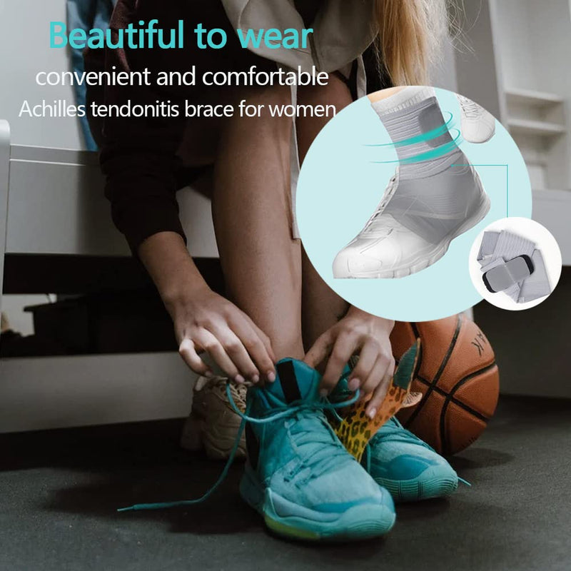[Australia] - Sopfai Ankle Brace for Women and Men,Adjustable Ankle Support for Achilles Tendonitis Felief Plantar Fasciitis,Strains,Sports Support（One Size + Gray） 
