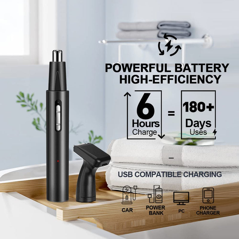 [Australia] - Nose Hair Trimmer for Men and Women, IPX7 Waterproof Painless USB Rechargeable Metal Nasal & Ear Hair Trimmer, Portable Low Noise Dual-Edge Spinning Blade Nose Trimmer, Wet & Dry, Easy Cleansing 