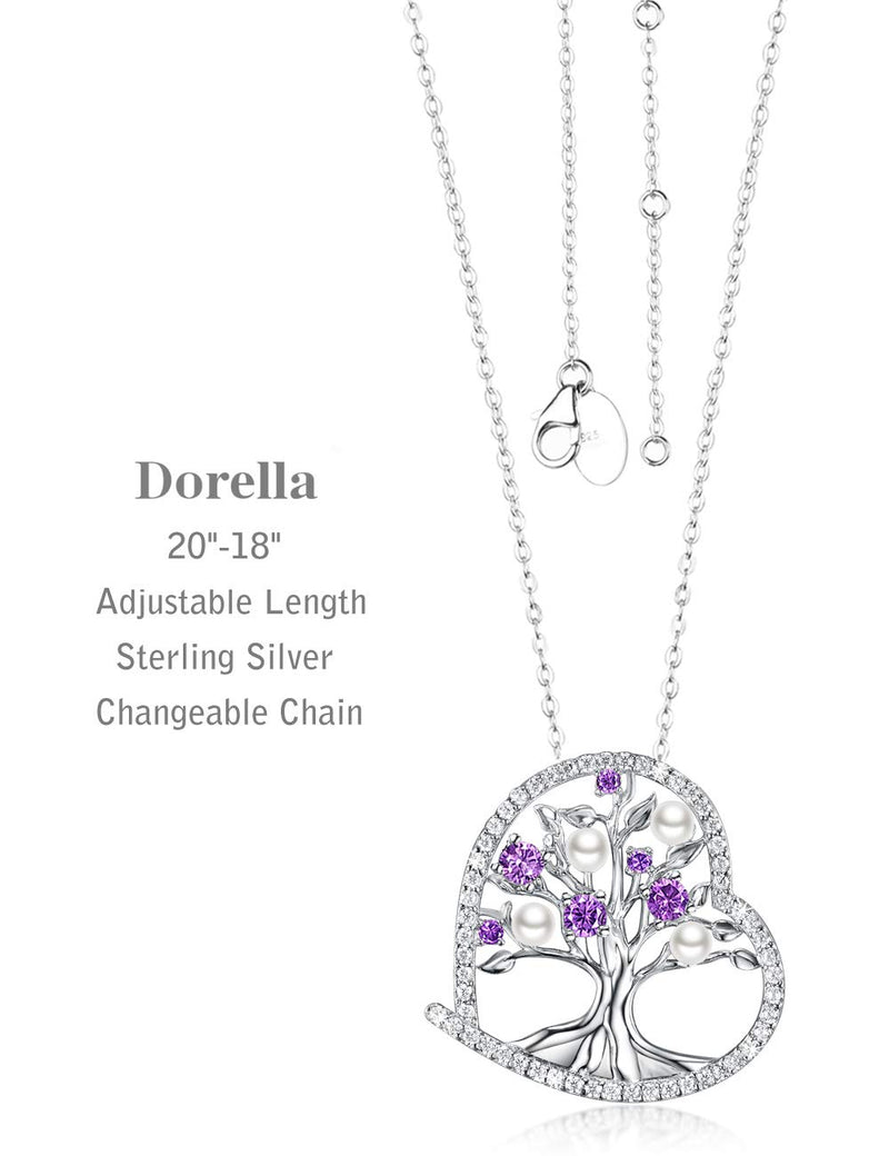 [Australia] - Pearl Tree of Life Jewelry for Women Birthday Gifts Amethyst Necklace for Mom Wife Sterling Silver Love Heart Jewelry Tree of Life Amethyst Pearl Necklace 