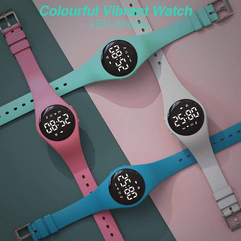 [Australia] - Led Digital Pedometer Watch , Digital Steps Tracker , Non-Bluetooth, Vibrating Alarm Clock, Stopwatch, Great Gift for Children Teens Girls Boys Women Green 