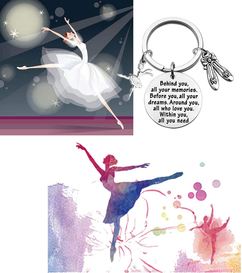 [Australia] - FEELMEM Ballet Dancing Gifts Dance Class Dancer Gift Dance Recitals Gift Behind You All Memories Before You All Your Dream Keychain Girl Dance Jewelry Dancer Graduation Gifts Ballet Dancing Keychain 