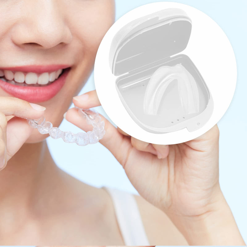[Australia] - Denture Retainer Case, with Vent Holes Portable Denture Box, for Invisible Aligner Mouth Guard Brace Denture &Teeth Mouth Tray White(1pcs) 