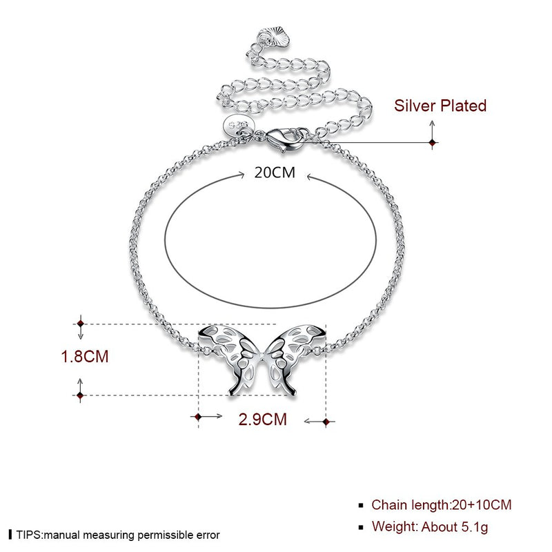 [Australia] - Goldenchen Fashion Jewelry 925 Sterling Silver Butterfly Wings Adjustable Chain Anklet 