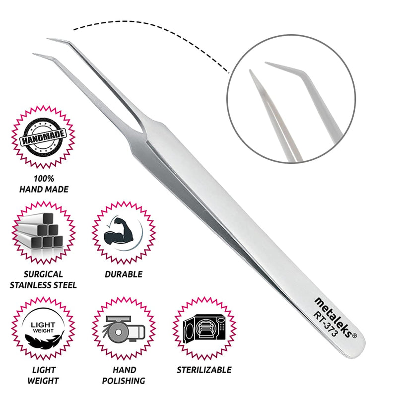 [Australia] - Metaleks 12cm Eyelash Extension Tweezers Surgical Steel Soft In Use Light In Weight Matt In Finish Pointed Straight Tip for Isolation - Sterilizable (45° Angular Tip 1) 45° Angular Tip 1 