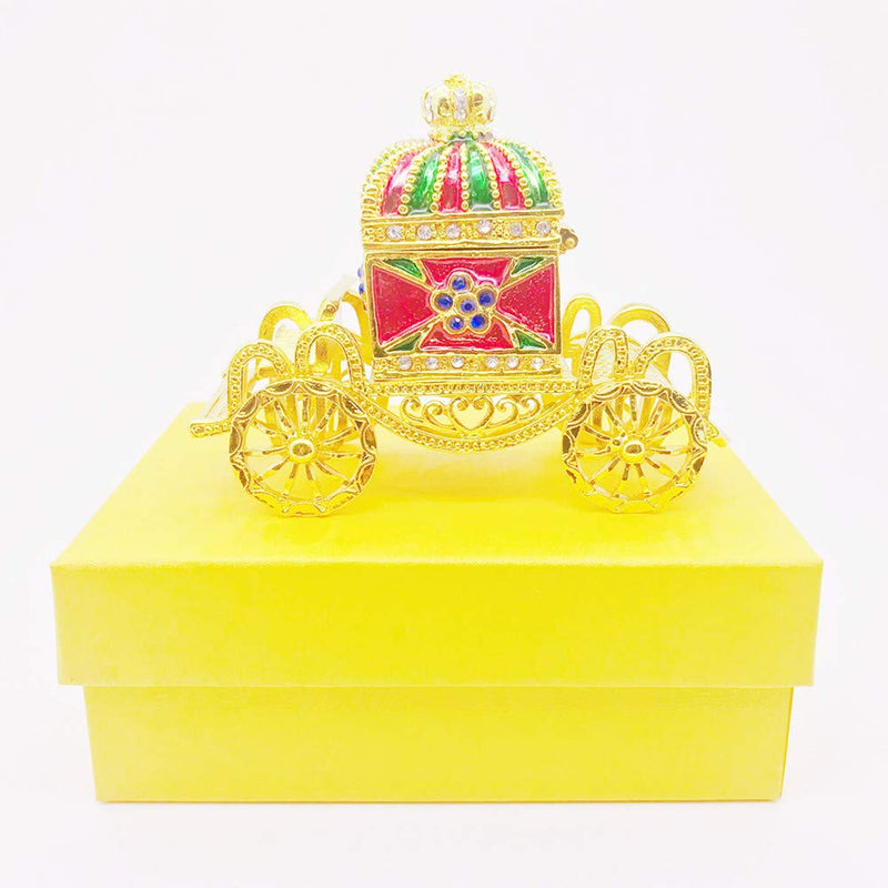 [Australia] - Gishima Decorative Royal Carriage Figurine Trinket Box Hand-Painted Enameled Collectible Hinged Trinket Jewelry Box 