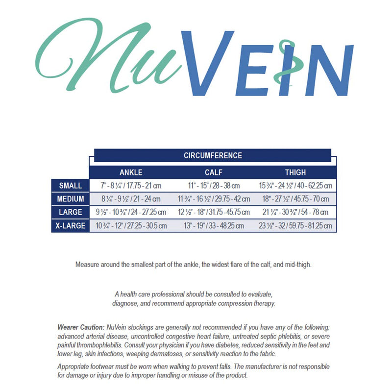 [Australia] - NuVein Medical Compression Stockings, 15-20 mmHg Support, Soft Comfort Microfiber, Thigh Length, Closed Toe, Black, X-Large 