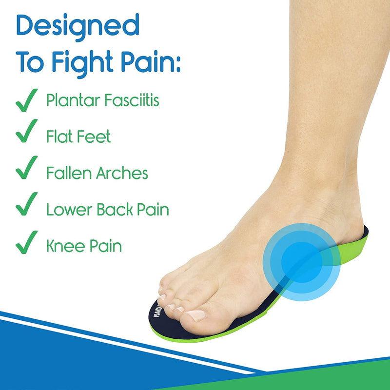 [Australia] - ViveSole Plantar Fasciitis Insoles - Foot Arch Relief Support Orthotic - Firm Foam Shoe Inserts for Men, Women, Work, Running - Fit Boots and Sneakers L: Men's (9.5-11) Women's (10.5-12) 