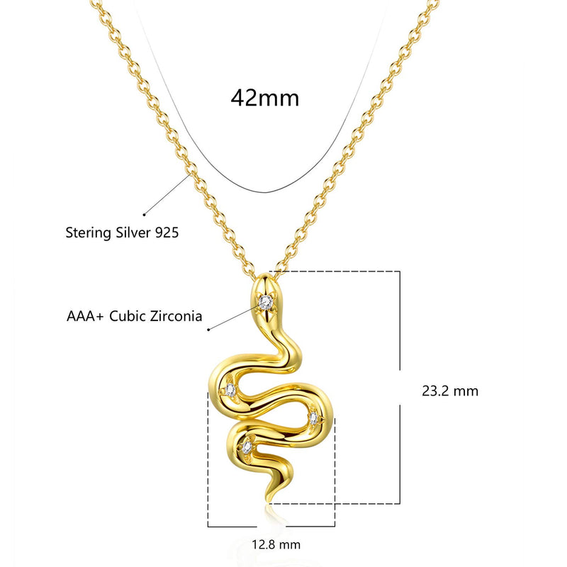 [Australia] - Gold Snake Pendant Necklace 16 Inch Gold 