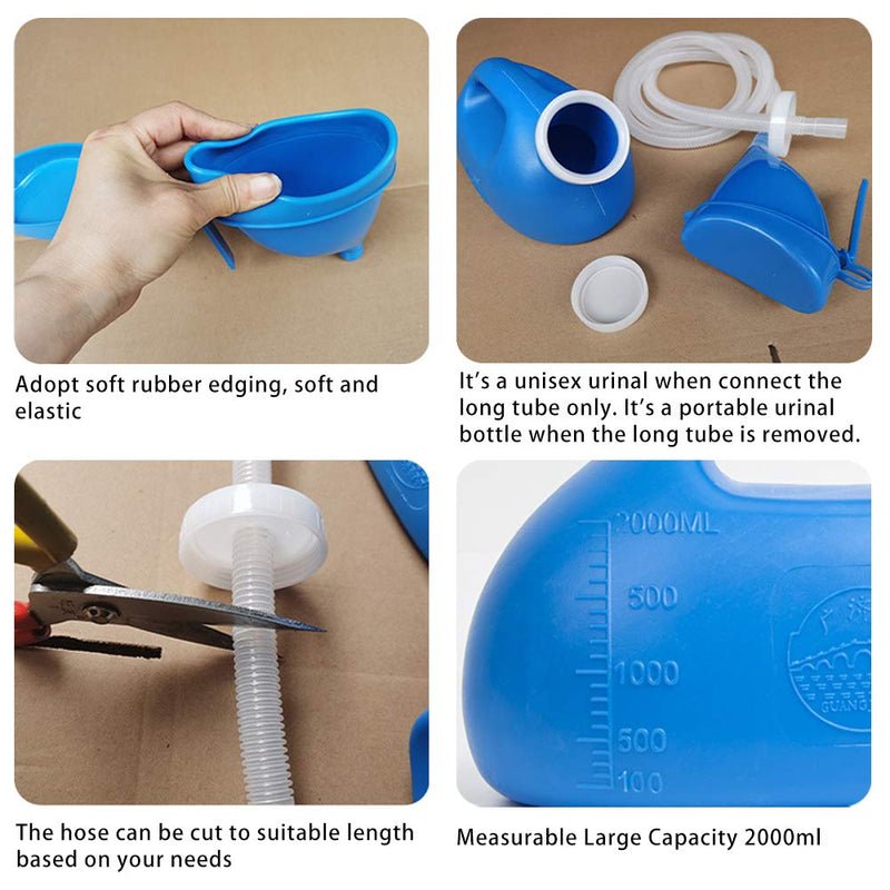 [Australia] - OOCOME Urine Bottles for Men & Women, Unisex Urinal Bottle Portable Travel Urinal Bottles Leakproof 2000ml Camping Toilets for Adults Upgrade-blue 
