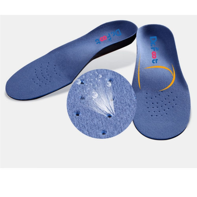 [Australia] - Dr.Foot Full Orthotics Shoe Insoles - Arch Support Inserts Correct Flat Feet, Over-Pronation, Fallen Arch (S - W6.5-8 | M5.5-7) S - Women's 6.5-8 | Men's 5.5-7 Blue&black 