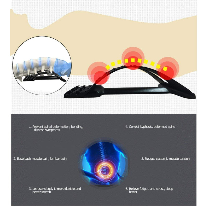 [Australia] - Back Stretcher Posture Massager for Back Relaxation & Pain Relief, Back Massager Magic Stretcher Fitness Stretch Equipment Lumbar Support Relaxation Blue Black 