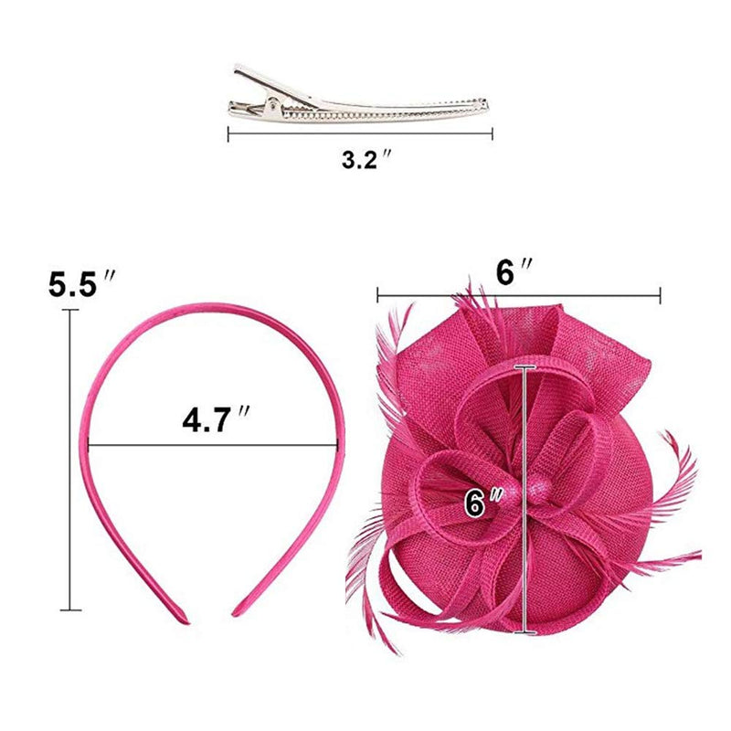 [Australia] - BUYITNOW Charming Feather Fascinators Headband Netting Mesh Hair Band for Wedding Cocktail Hat Party Derby Royal Banquet Rose 