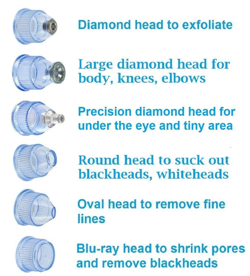 [Australia] - Microdermabrasion Machine - Appolus Premium Original Diamond Microdermabrasion Device - 3 Diamond Tips - 6 Heads Kit - Blackhead Remover Vacuum Tool - Pores Lines Wrinkles Minimizer 