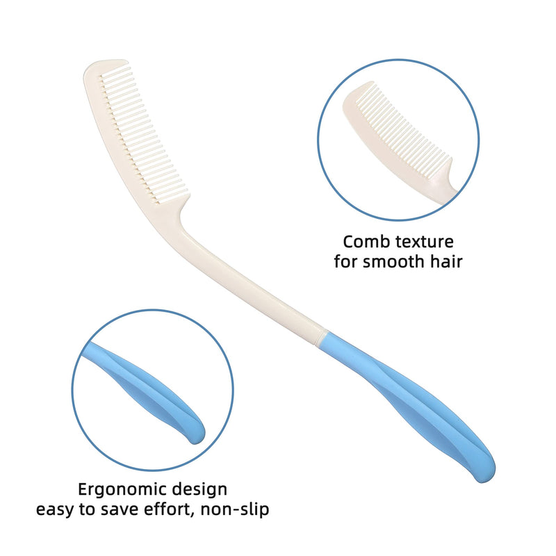 [Australia] - Long Reach Handled Comb and Hair Brush Set Applicable to elderly and hand-disabled people inconvenient upper limb activities (2 pcs) 