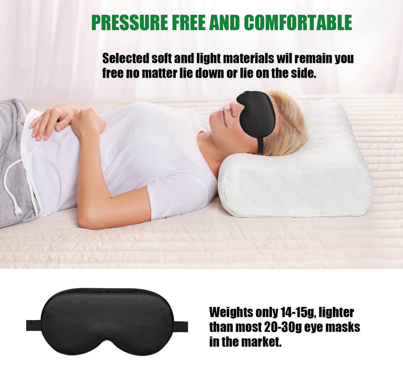 [Australia] - Sleep Mask for Women and Men Eye Mask for Sleeping Adjustable Elastic Strap Blackout Silk Sleep Eye Masks Soft Comfortable Eye Covers Blindfolds Black 2 Pcs 