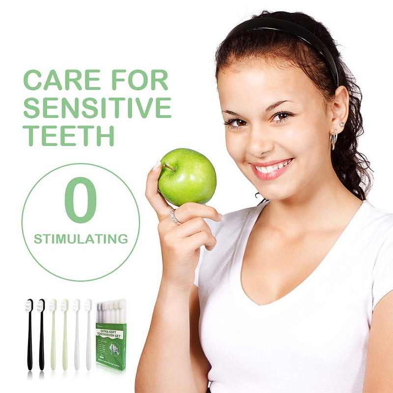 [Australia] - EasyHonor Extra Soft Toothbrush for Sensitive Gums, Micro-Nano Manual Toothbrush with 20000 Soft Floss Bristles 6 Packs(White bristles) 6 packs(white bristles) 
