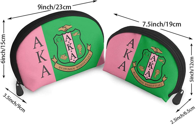 [Australia] - SYIFASYA Alpha Kappa Alpha 2 Pcs Cosmetic Bags Travel Makeup Bag Portable Clutch Pouch Set Women Handbag with Zipper Shell Toiletry Storage B 