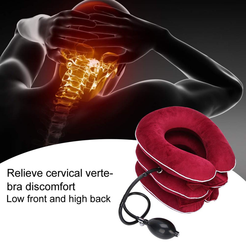 [Australia] - Yctze Air Inflatable Neck Stretcher, Air Inflatable Cervical Collar Device Neck Traction Support Neck Massage Stretcher Ideal for Home Office Use (Red) Red 