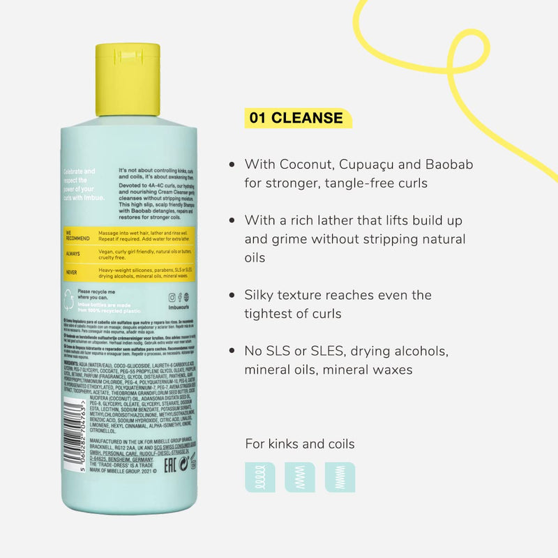 [Australia] - Imbue Coil Awakening Sulphate Free Cream Shampoo/Cleanser for Curly Hairs - Vegan, Wavy Curly & Coily hairs Curly girl Movement Complaint - 400 ML Paraben Free 4A-4C 400 ML Coil Cleanser 