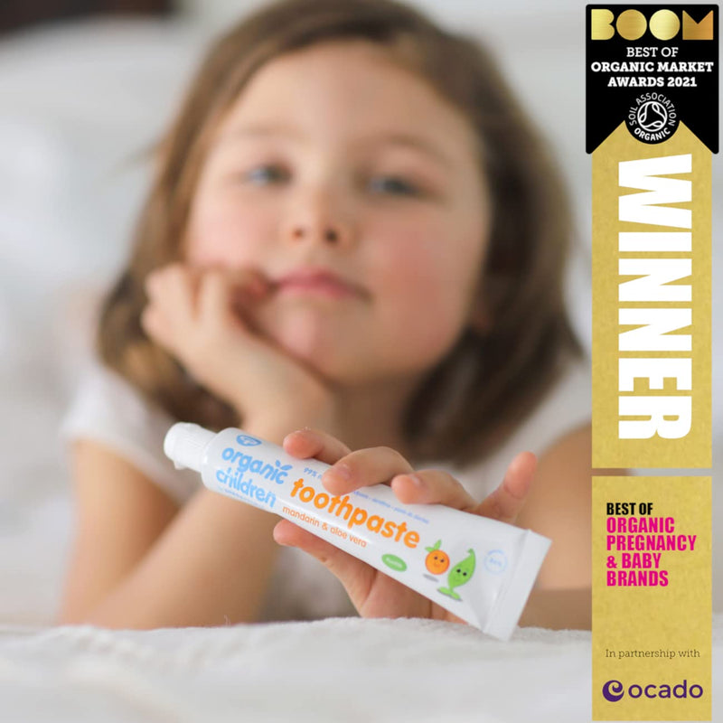 [Australia] - Green People Organic Children Mandarin & Aloe Vera Toothpaste 50ml – with Fluoride | 100% Natural Toothpaste for Babies & Kids | Safe if Swallowed | SLS-free | Non Mint Toothpaste for Kids 
