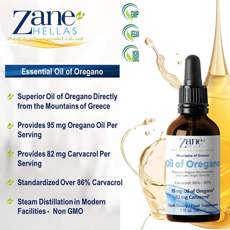 [Australia] - Zane Hellas 50% Oregano Oil. Greek Essential Oil of Oregano .86% Min Carvacrol. 82mg Carvacrol Per Serving. Probably the Best Oregano Oil in The World. 1 fl. oz.- 30ml. 