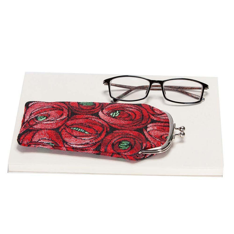 [Australia] - Signare Tapestry Glasses Case for Women Eyeglass Case with Floral Design Rose and Teardrop 
