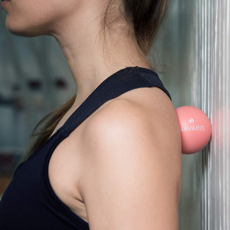 [Australia] - Navaris Lacrosse Massage Balls Set - Myofascial Deep Tissue Muscle Therapy for Back Legs Neck - Foot Roller Trigger Points Firm Spheres - Pack of 2 Dark Blue / Pink 