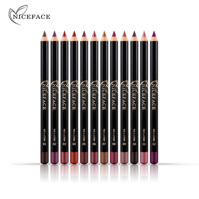 [Australia] - 12pcs/set NICEFACE Waterproof Long-lasting Lip Liner Pencil Lipliner Pen Makeup Cosmetic 