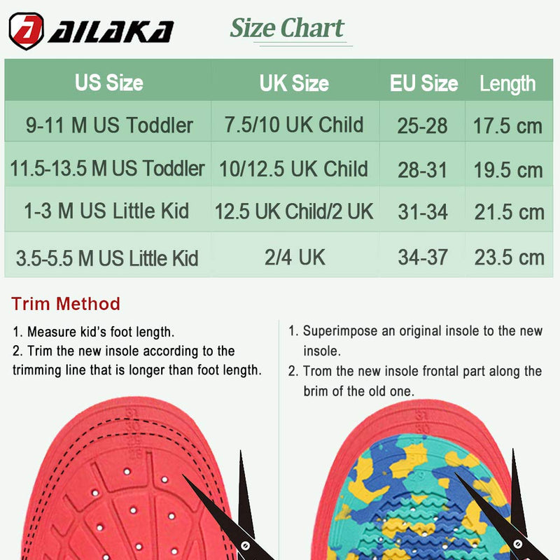 [Australia] - Ailaka Kids Orthotic Cushioning Arch Support Shoe Insoles, Children Pu Foam Inserts for Flat Feet, Plantar Fasciitis, Feet Heel Pain Relief 1-3 M US Little Kid 