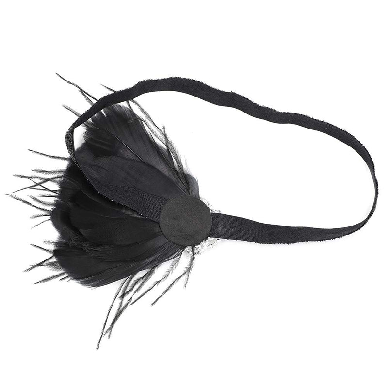 [Australia] - Song Qing 1920s Rhinestone Flapper Feather Headpiece Roaring 20s Great Gatsby Fascinators Accessories for Women Type4 Black 