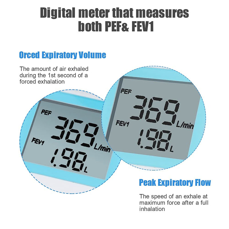 [Australia] - Digital Peak Flow Meter Spirometer Asthma for Adult Kids Portable PEF Forced Expiratory Volume FEV1 Home Medical 