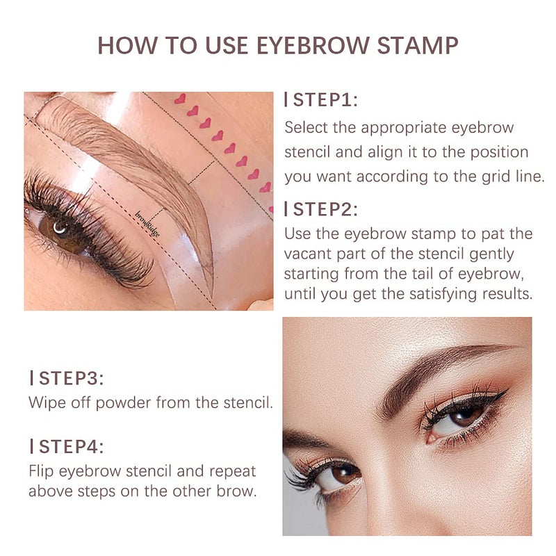 [Australia] - Eyebrow Stamp Shaping Kit, One Step Brow Eyebrow Stamp Stencil Kit Waterproof With 10 Reusable Eyebrow Templates 2 Eyebrow Pen Brushes Eyebrow Stamp Makeup Tools (Natural Brown) Natural Brown 