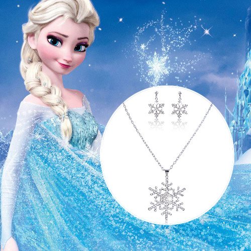 [Australia] - EVER FAITH Austrian Crystal Snowflake Necklace Earrings Set Clear Silver-Tone 