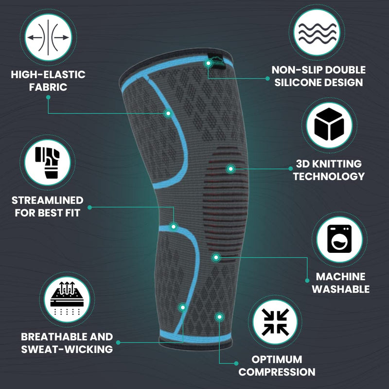 [Australia] - MODVEL 2 Pack Knee Brace | Knee Compression Sleeve for Men & Women | Knee Support for Running | Medical Grade Knee Pads for Meniscus Tear, ACL, Arthritis, Joint Pain Relief. Medium Blue 