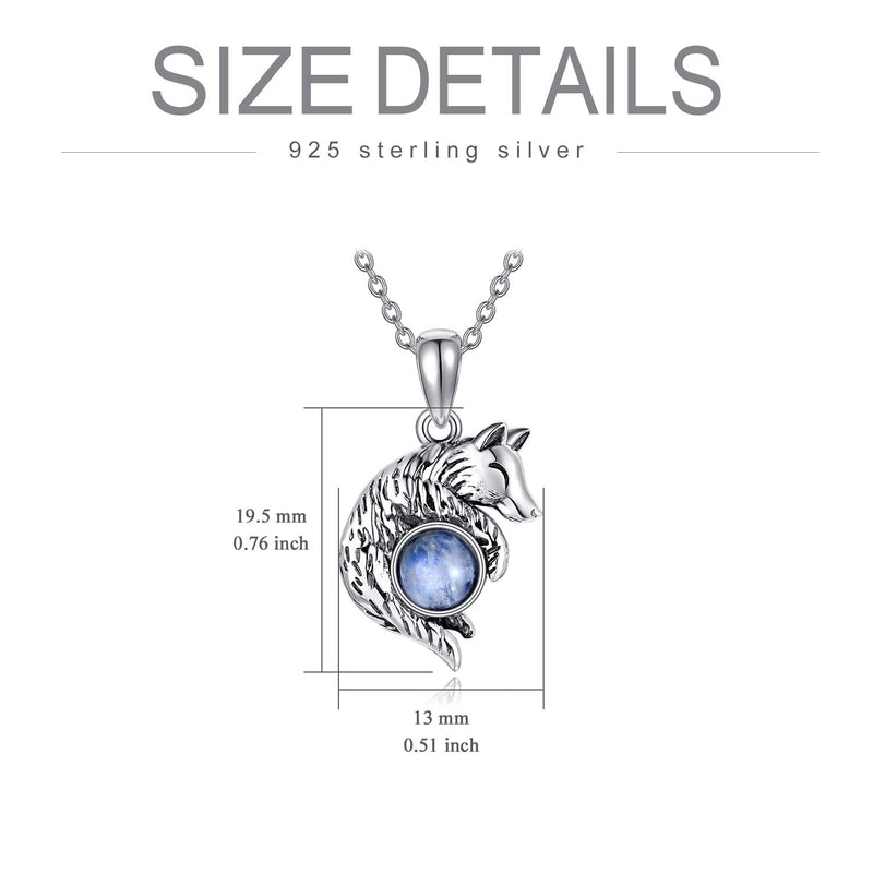 [Australia] - Wolf Pendant Necklace 925 Sterling Silver Moonstone Necklace Wolf Lovers Jewelry for Women Girl 