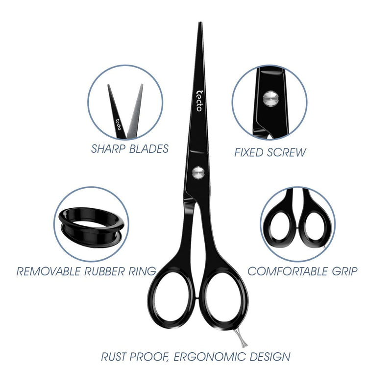 [Australia] - TECTO Hair Cutting Scissors Professional 6.6 inches - Stainless Steel Barber Scissors, Extra Sharp Hair Cutting Shears For Men & Women with Free Leather Case 