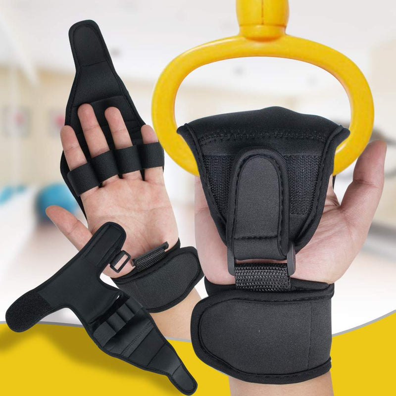 [Australia] - Lolicute Finger Splint Brace Ability,Finger Anti-Spasticity Rehabilitation Auxiliary Training Gloves for Stroke Hemiplegia Patient and Athlete Finger Rehabilitation [Single Hand Universal] (Black) 