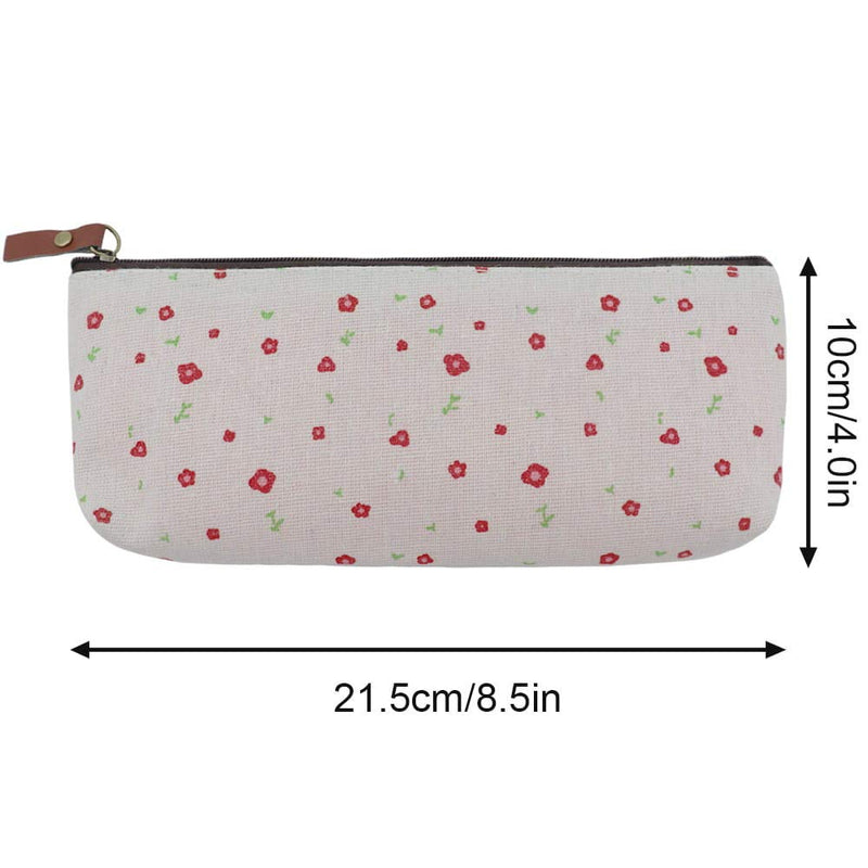 [Australia] - Countryside Flower Floral Cosmetic Makeup Bag Cute Floral Flower Canvas Zipper Pencil Pen Cases, Multi-functional lovely Flower Tree Fabric Coin Purse(4 Pcs) 