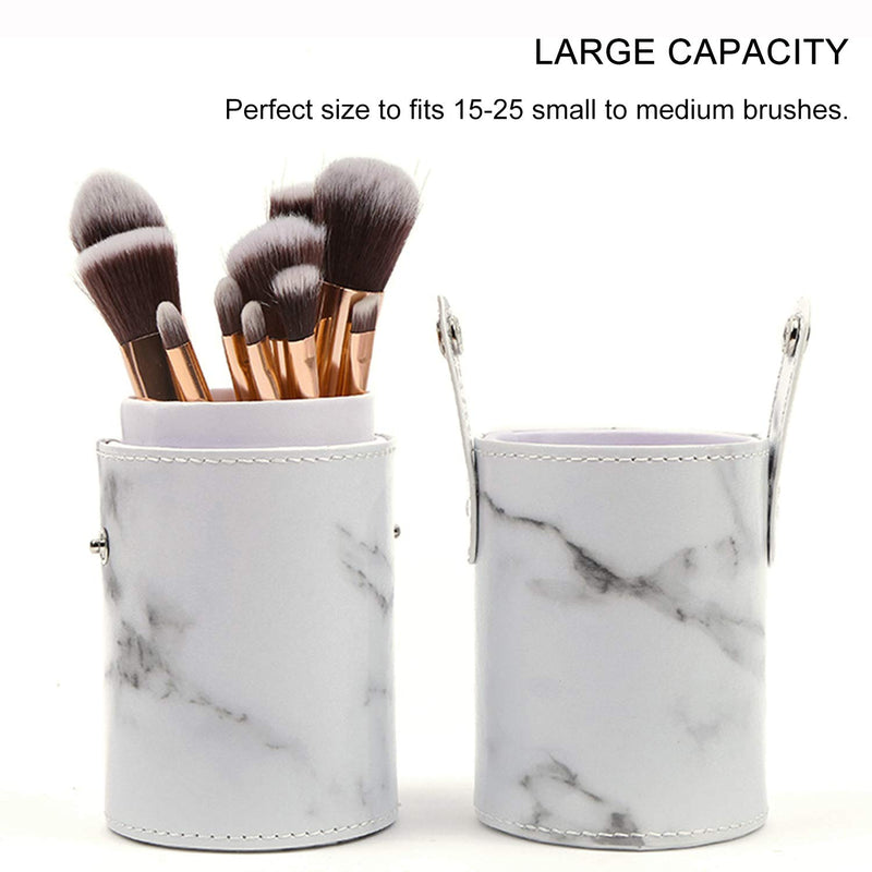 [Australia] - Makeup Brush Case, Makeup Brush Holder Organizer Large Professional Makeup Artist Case Travel Portable Cosmetic Brush Bag Stand-up Waterproof Brush Storage Pouch Case for Women and Girls (Marble) A Marble White 