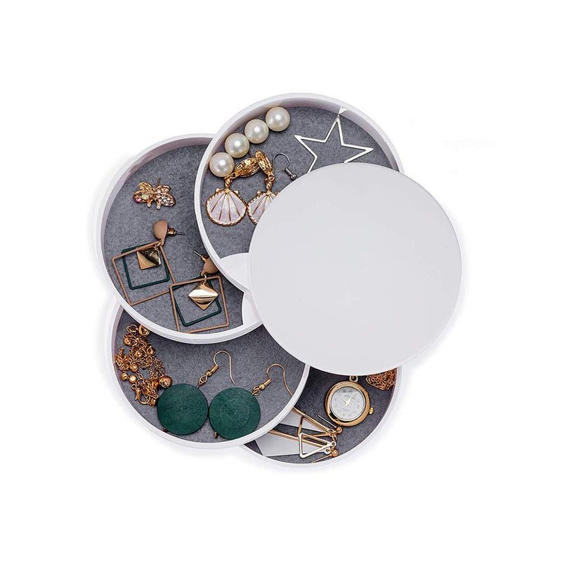 [Australia] - Fullgaden Organizer, 4-Tier 360 Degree Rotating Jewelry Storage Box for Earring Bracelets Rings Fits Small Spaces on Dressers, White 