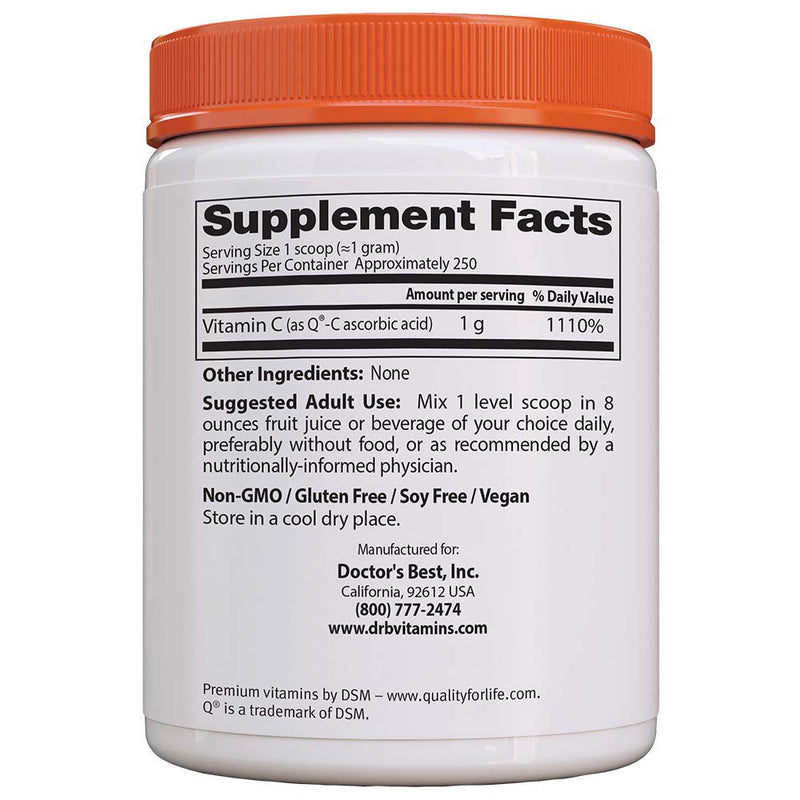 [Australia] - Doctor's Best Vitamin C Powder with Quali-C, Healthy Immune System, Brain, Eyes, Heart and Circulation, Joints, Sourced from Scotland, 250G, 8.8 Ounce (Pack of 1) 