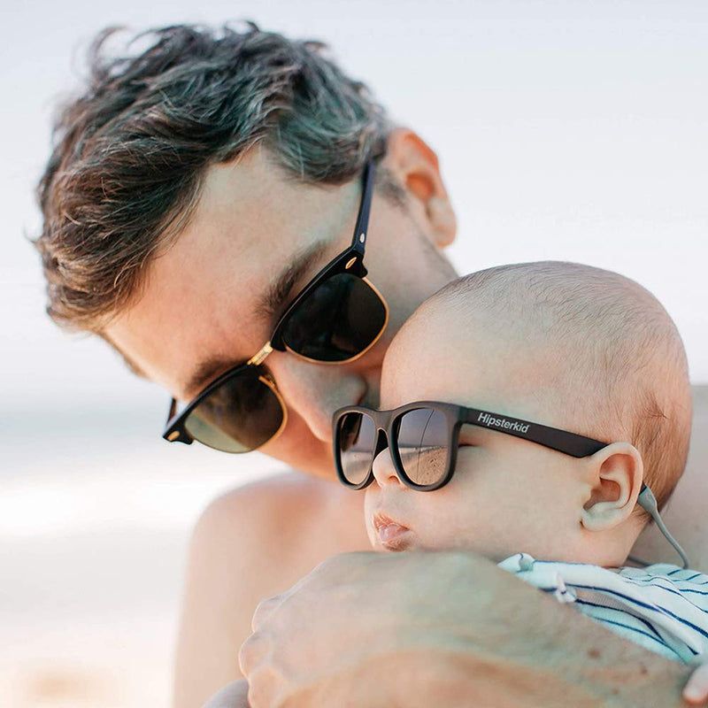 [Australia] - Hipsterkid Baby & Kids Sunglasses for Toddlers, Infants, Newborns, Girls, Boys Black/Wayfarer Ages 0-2 