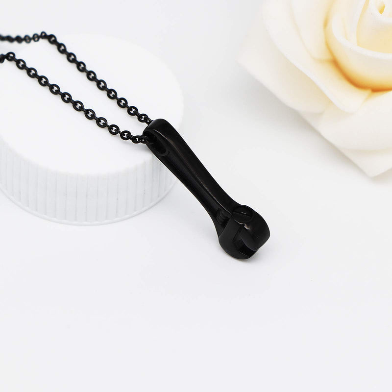 [Australia] - Cremation Jewelry for Ashes Wrench Hammer Stainless Steel Pendant Locket Keepsake Memorial Urn Necklace for Men Women Holder Ashes for Pet Human Black 