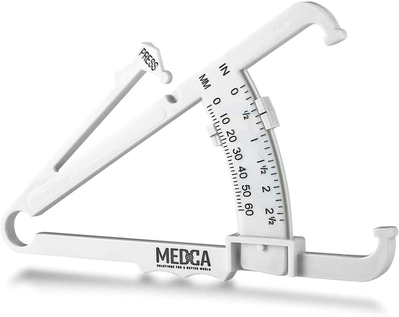 [Australia] - Body Fat Caliper and Measuring Tape for Body - Skinfold Calipers and Body Fat Tape Measure Tool for Accurately Measuring BMI Skin Fold Fitness and Weight-Loss - New Upgraded Design (White) 