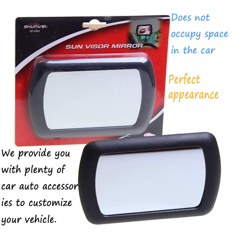 [Australia] - 2 Pack Sun Visor Mirror Clip on, WenMei Car Visor Cosmetic Vanity Mirror Clip Car Makeup Sun-Shading Cosmetic Mirror Black Deluxe Visor Mirror Auto Supplies 16.9x11cm/6.65"x4.33" (Black) 2 