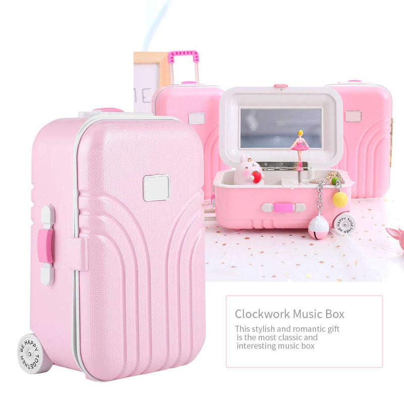 [Australia] - Aukson Girl Cute Pink Suitcase Model Mini Music Box Jewelry Case Craft Gift Kid Toys 