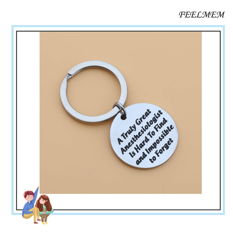 [Australia] - FEELMEM Anesthesiologist Gifts Anesthesiologist Technician Gift CRNAS Gift A Truly Great Anesthesiologist is Hard to Find Keychain Gift for Anesthetist Doctor Nurse Anesthetist silver 